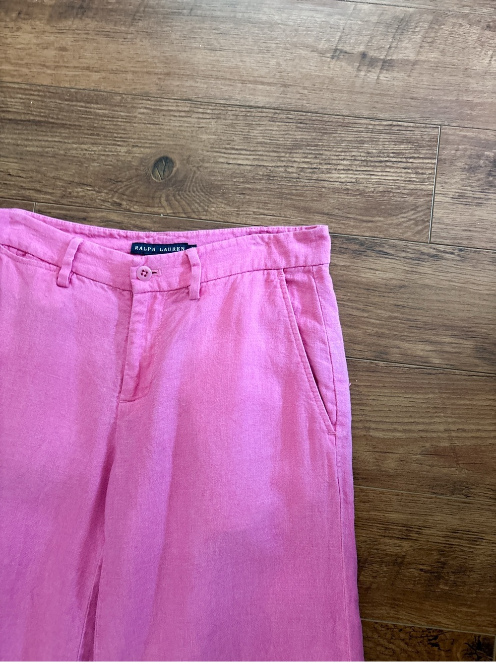 Ralph Lauren Pink 100% Linen Wide Leg Pants Size 2 - Picture 7 of 10